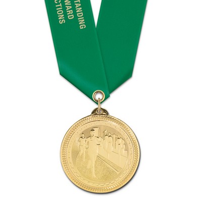 Cross Country Brite Laser Medal w/Satin Neck Ribbon (2")